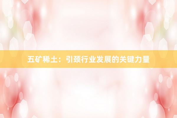 五矿稀土：引颈行业发展的关键力量